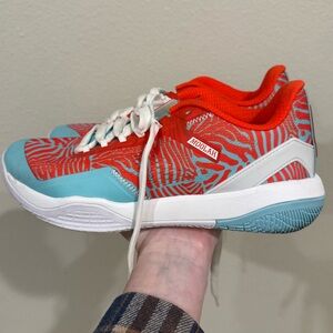 Kids' Low-Top Sneaker in Red & Aqua 9